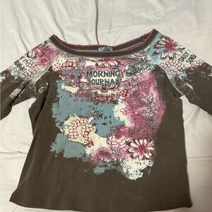 Sugar Kids Floral Long Sleeve Tee - Brown, Pink, Blue